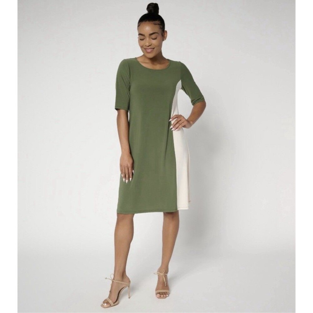 Women with Control Petite La Roma Jersey Color Block Dress Cypress Petite Medium